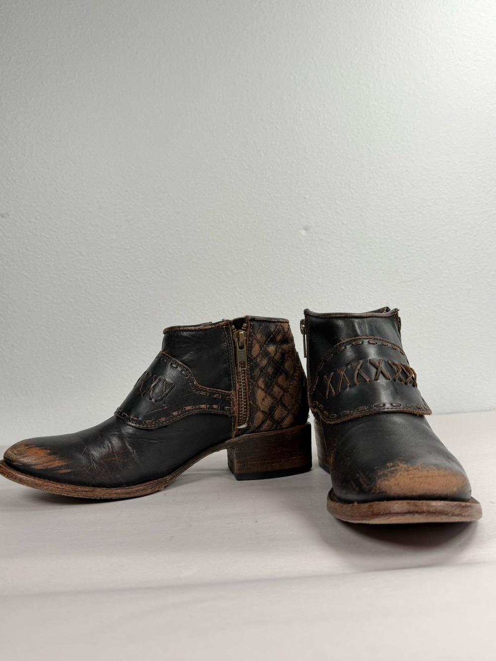 Freebird By Steven Women’s “Grand” Boots Size 7 Brown “Distressed” Leather Zip